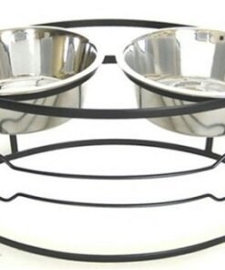 Bone Raised Double Dog Bowl - Large/Black