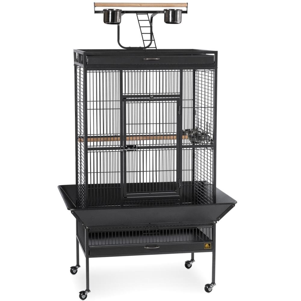 Large-Select-Wrought-Iron-Play-Top-Bird-Cage-Black