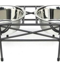 Mesh Elevated Double Dog Bowl - Large/Black