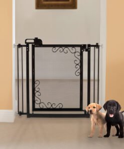 One-Touch Metal Mesh Pet Gate in Antique Bronze