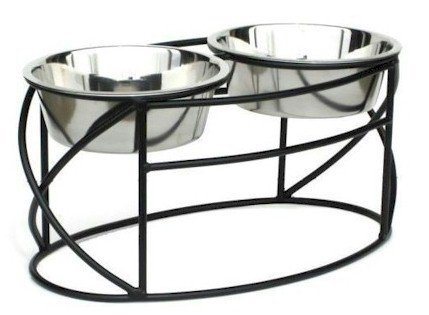 Oval-Cross-Double-Raised-Feeder-Small-Black