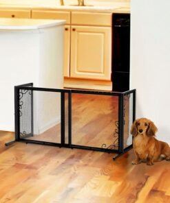 Richell Small Freestanding Metal Mesh Pet Gate in Antique Bronze