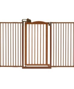Tall One-Touch Gate II Wide in Brown